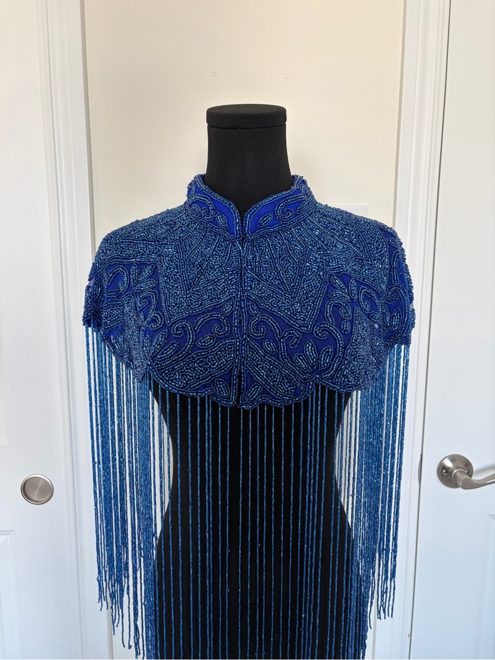 💙 Royal Blue Beaded Fringe Cape – Party, Festival & Wedding